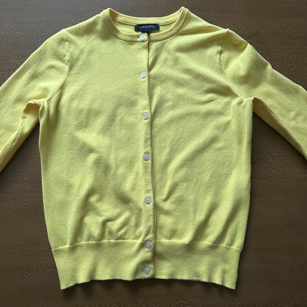 Land's End Full Button Cardigan - Sunshine Yellow - Size XS